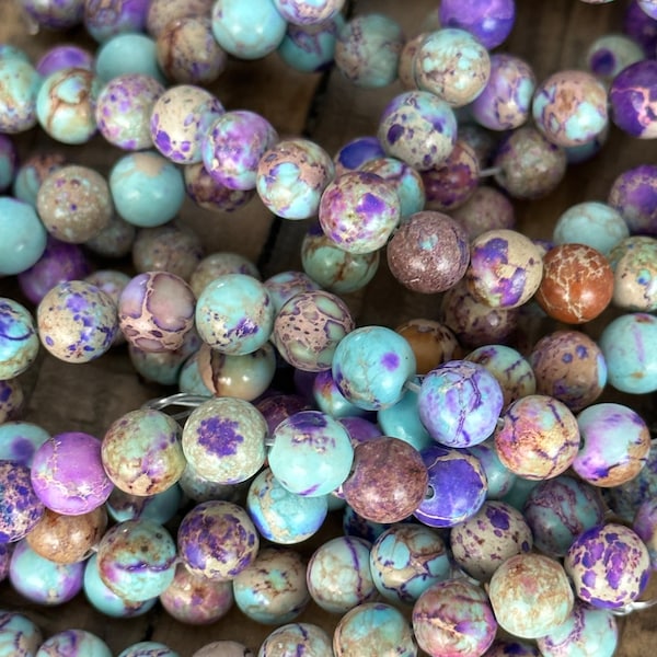 8mm Natural Purple Calcite Bead Strands