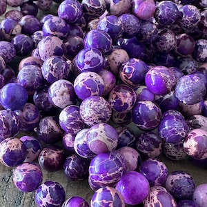 8mm Purple Imperial Jasper Bead Strand - Sea Sediment Jasper