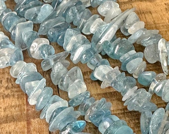 4-10mm Aquamarine Chip Bead Strand