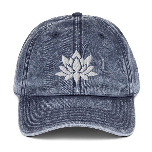 Lotus Vintage Cotton Twill Cap | Baseball Cap | Adjustable Cap | Mindfulness | Zen | Yoga Cap