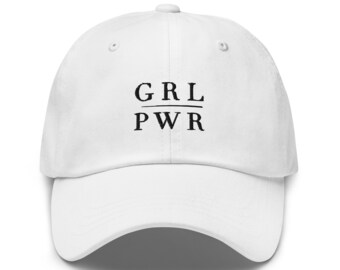Girl Power | GRL PWR adjustable dad hat | Ladies Hat | Feminist | Minimalist | Black Embroidery