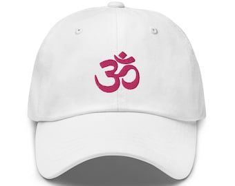 Ohm Om Symbol Dad Hat Magenta Embroidery | Baseball Cap | Spiritual Cap | Zen Hat