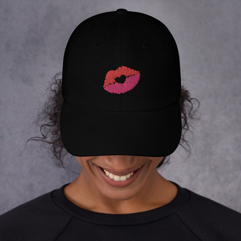 Kiss Lips Dad Hat Baseball Hat Embroidered Cap Etsy