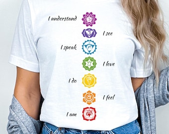 Chakren TShirt | Chakren T-Shirt | Chakra Symbole | Namaste | Ausgerichtet | Yoga-T-Shirt | Zen | Ich Bin