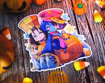 Darkstalkers chibi character Hsien-ko and Mei-ling Halloween vinyl sticker