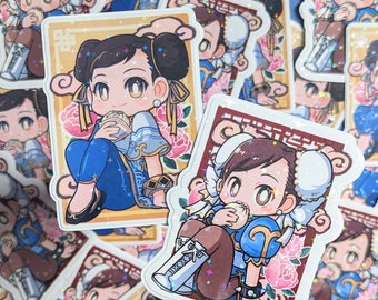 Chibi Chun Li holographic stickers