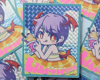 Darkstalkers summer Lilith prismatic sticker