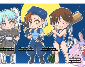 Pocket Fighter chibi character stickers