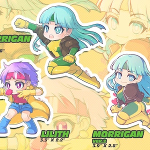 Darkstalkers MVC chibi Morrigan and Lilith stickers