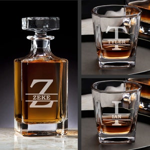 Whiskey Decanter Set | Personalized Barware | Wedding Gift | Custom Name Decanter and Glasses | Bourbon Lover Gift | Groomsman Gifts