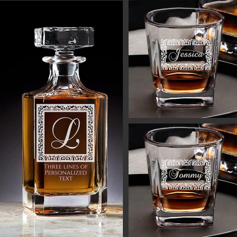 Whiskey Decanter Set Personalized Barware Wedding Gift Etsy
