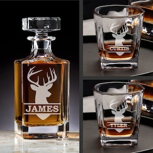 Whiskey Decanter Set | Personalized Barware | Wedding Gift | Custom Name Decanter and Glasses | Bourbon Lover Gift | Groomsman Gifts