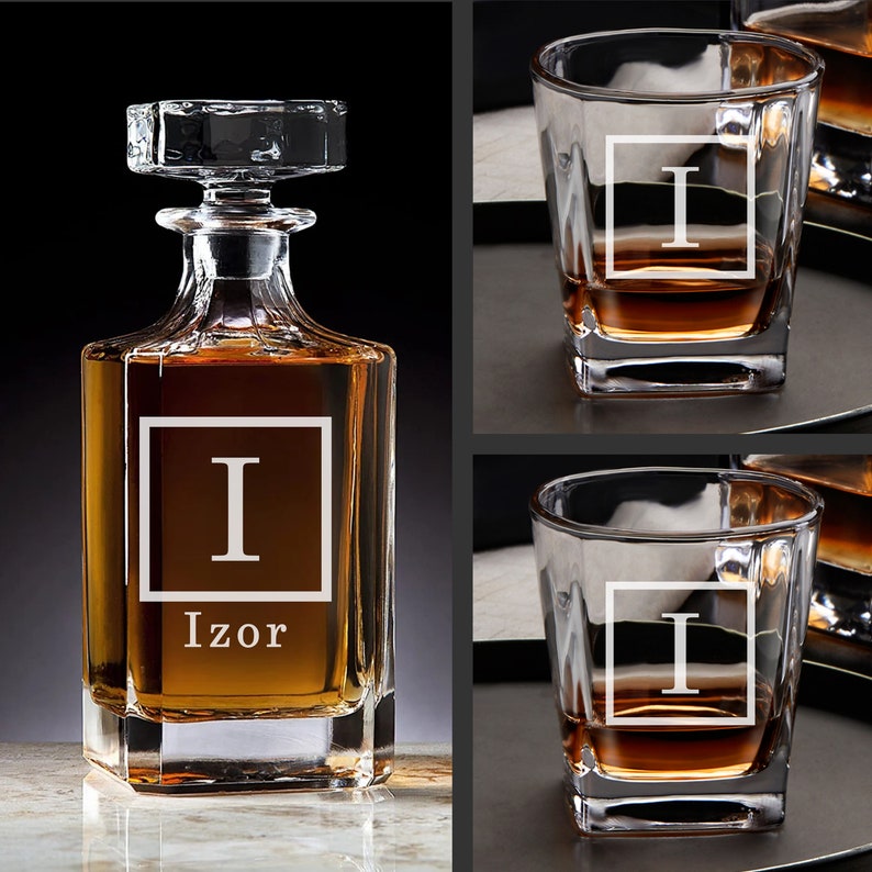Whiskey Decanter Set Personalized Barware Wedding Gift Etsy