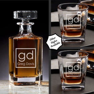 Whiskey Decanter Set | Personalized Barware | Wedding Gift | Custom Name Decanter and Glasses | Bourbon Lover Gift | Groomsman Gifts