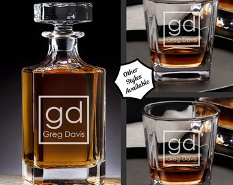 Whiskey Decanter Set | Personalized Barware | Wedding Gift | Custom Name Decanter and Glasses | Bourbon Lover Gift | Groomsman Gifts