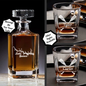 Lake Gaston | North Carolina | Decanter Set | Barware | Lake life Gift | Lake Decanter | Bourbon Lover Gift | Housewarming Gifts