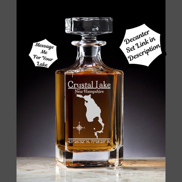 Crystal Lake | New Hampshire | Decanter | Barware | Lake life Gift | Whiskey Decanter | Bourbon Lover Gift | Housewarming Gifts