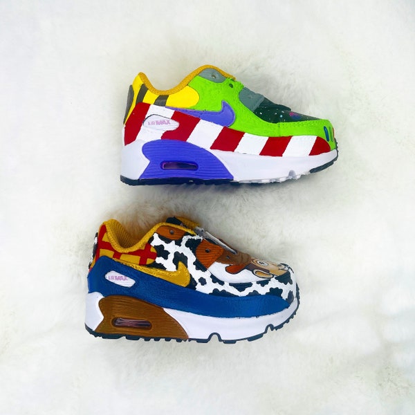 Hand Painted Toy Story Shoe - Woody and Buzz Lightyear Nike AirMax Custom Toy story shoe Toy story kid shoe Kids toy story Vans