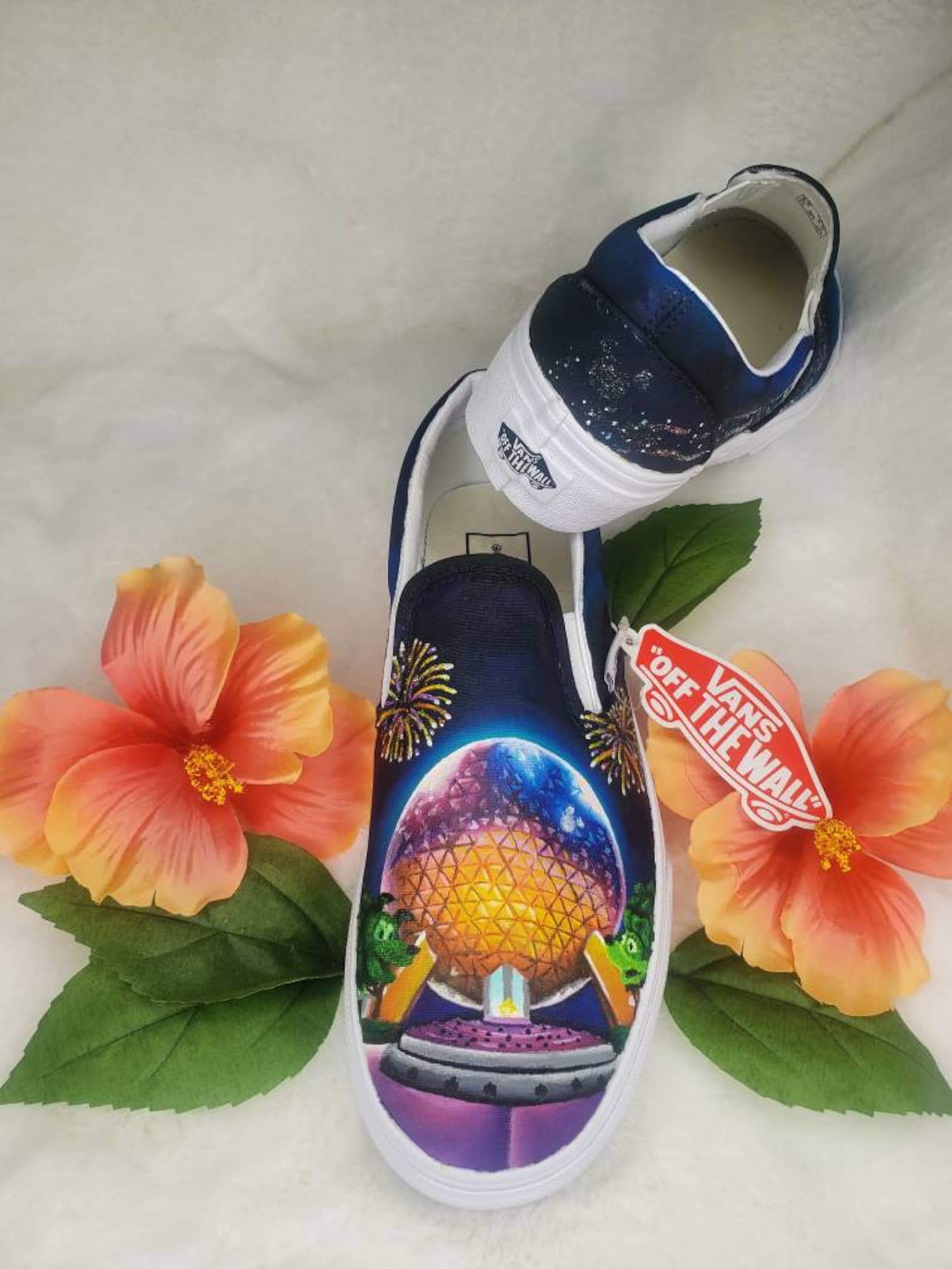 Hand Painted Tinkerbell Epcot Shoes Tinkerbell Vans Epcot Vans Custom
