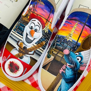 Hand painted Disney shoes Disney Adult shoes custom Disney vans Olaf and Remy vans