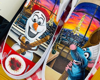 Zapatos Disney pintados a mano Zapatos Disney para adultos Vans Disney personalizados Vans Olaf y Remy