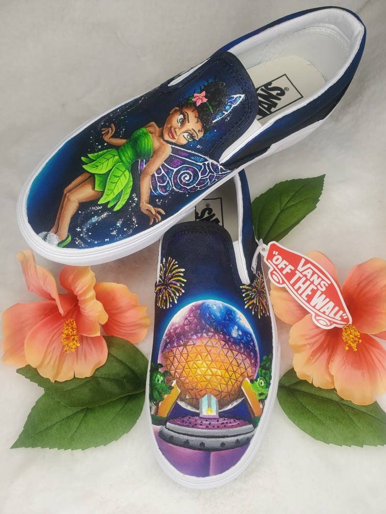 Hand Painted Tinkerbell Epcot Shoes Tinkerbell Vans Epcot Vans Custom