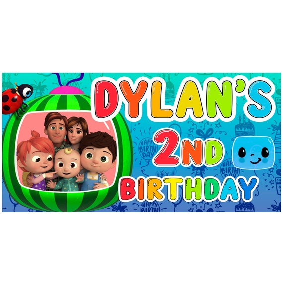Cocomelon Birthday Banner with Name and age. size 2x4 feet | Etsy