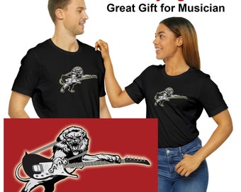 Lion playing guitar shirt, electric guitarist music tee, funny tshirt gift musician, t-shirt loves music guitars, boyfriend gift for him men