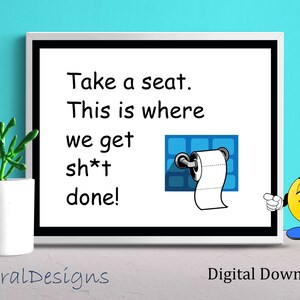 Funny bathroom sign, digital download, downloadable print, bathroom wall decor, printable, funny restroom art picture, toilet joke