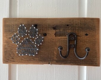 paw print string art with leash hook