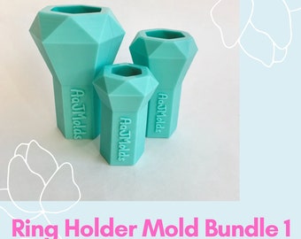 Diamond shaped ring holder mold bundle // silicone molds for resin art // molds for flower preservation and more