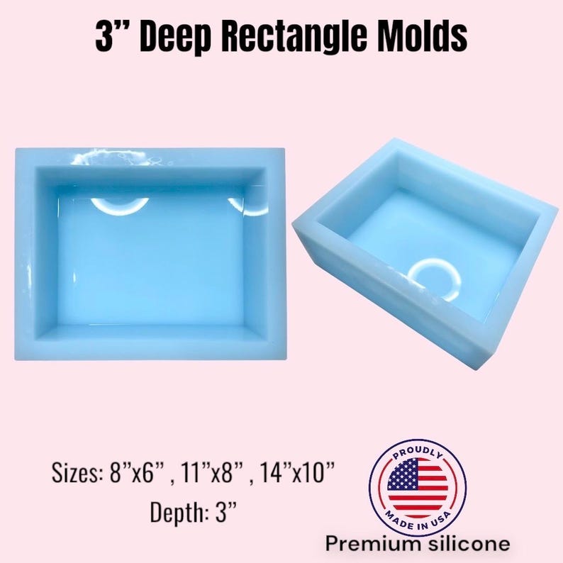 3" Deep Rectangle Block Mold // High quality silicone mold for resin // Mold for floral preservation image 1