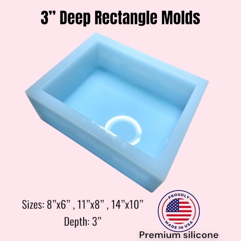 3" Deep Rectangle Block Mold // High quality silicone mold for resin // Mold for floral preservation image 4