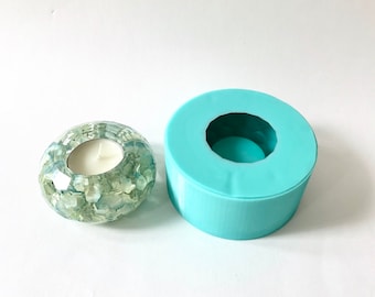 Faceted tea light candle holder silicone mold// shiny mold for resin