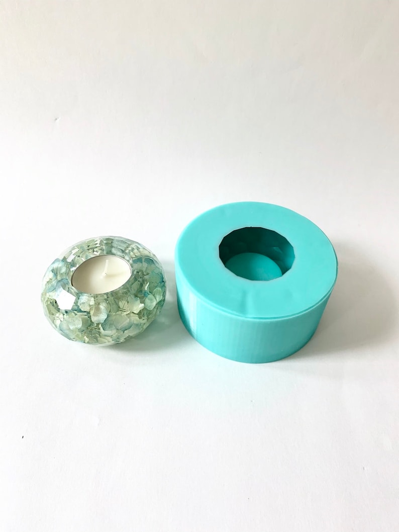Faceted tea light candle holder silicone mold// shiny mold for Etsy
