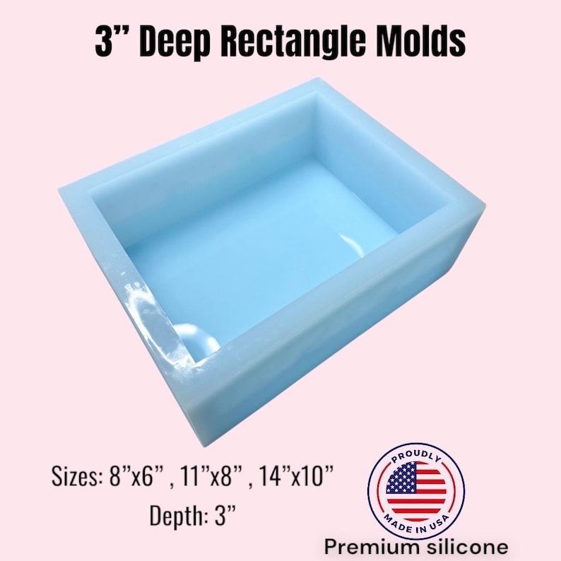 3" Deep Rectangle Block Mold // High quality silicone mold for resin // Mold for floral preservation image 5