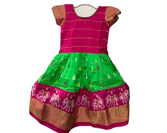ikkat frocks for kids