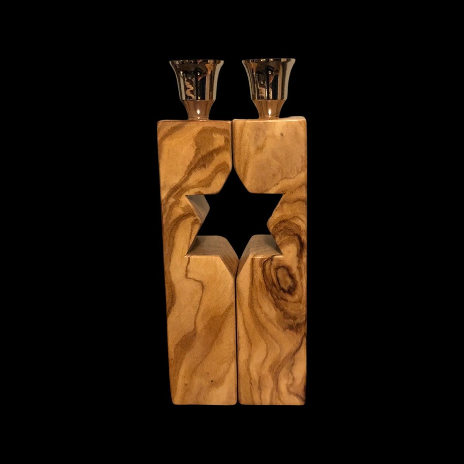 Olive Wood Shabbat Candlesticks Etsy