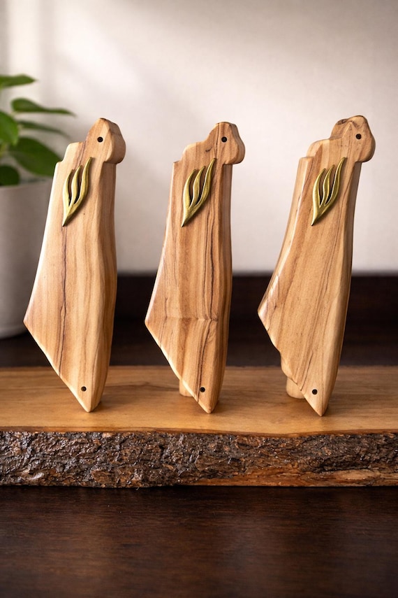 Israel Shaped Olive Wood Mezuzah- Handmade Judaica Gift