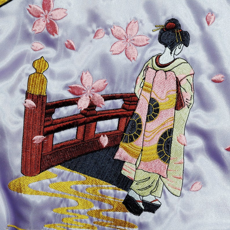 Kawaii Chic Cute Vintage Hoshihime Kawaii Pastel Japanese Japan Yokosuka Embroidery Embroidered Bomber Sukajan Souvenir Jacket Tour Jacket