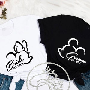 Disney Bride Groom Couples Shirts | Mr and Mrs Disney shirts | Honeymoon Disney Matching Shirts | Just Married Disney shirt