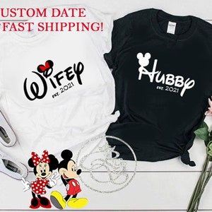 Wifey Hubby Disney wedding shirt | Mr Mrs couples Disney shirt | Honeymoon Disney Matching Shirts | Just Married Mickey Minnie couples_black