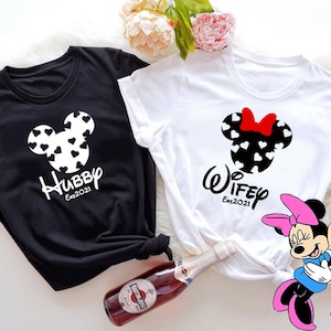 Disney hubby wifey shirts_disney engagement_Disney just married shirt_disney anniversary personalized shirt_disney couples trip shirt