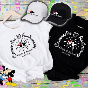 Disney Anniversary personalized shirt cap hat_Disney matching anniversary gift_Disney wedding anniversary tee shirt and hat_Together forever