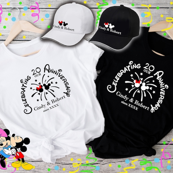 Disney Anniversary personalized shirt cap hat_Disney matching anniversary gift_Disney wedding anniversary tee shirt and hat_Together forever