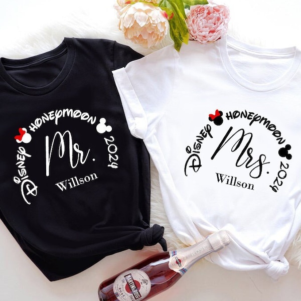 Disney Honeymoon 2024 tee Shirt_Disney Just Married couples Shirt_Disney honeymoon Mr and Mrs shirt_Disney honeymoon vacation Shirts