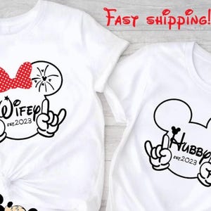 Wifey Hubby Disney couples personalized Shirts | Mr Mrs Disney shirt | Honeymoon Disney Matching Shirts | Just Married Mickey Minnie couples