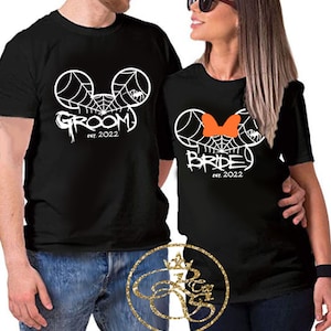 Disney Halloween Novio Novio Camisas / Sr. y Sra. Luna de miel Disney Halloween camisas / Disney Halloween Matching fecha fiesta Camisas