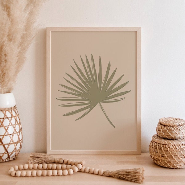 Tropical Leaf Wall Art | Plant Art Print | Fan Palm Print | Botanical Art | Minimalist Wall Art | Modern Art | Digital Print | Tropical Art