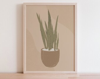 Impresión de arte de plantas en macetas / Impresión botánica / Impresión de arte de jardineras / Arte de plantas de serpientes / Arte de pared minimalista / Arte moderno / Arte imprimible de plantas